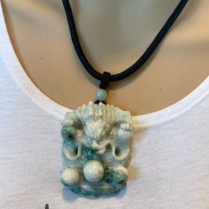 Carving Carved Dragon Natural Jadeite Jade 100% Grade A Pendant Power Strength
